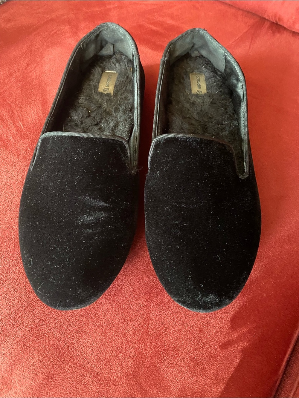 Birdies “the starling” velvet and faux fur loafers
